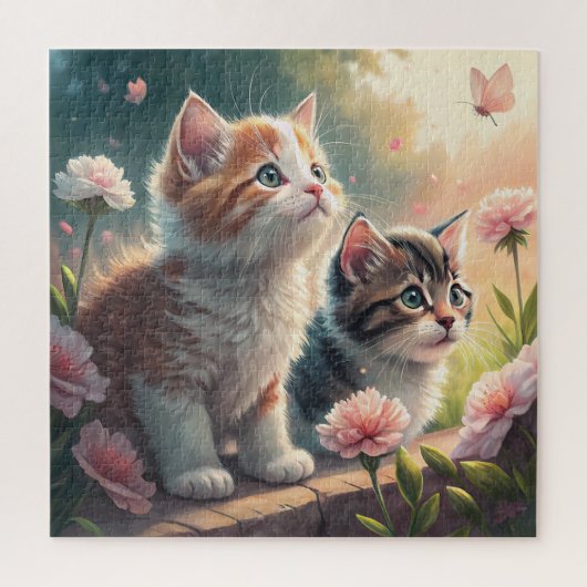 Kittens in een herfsttuin – Knus & Schattig Kat Legpuzzel (Verticaal)