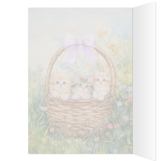 Kittens in een mandje - 5" x 7" Art Kaart (Binnen (Links))