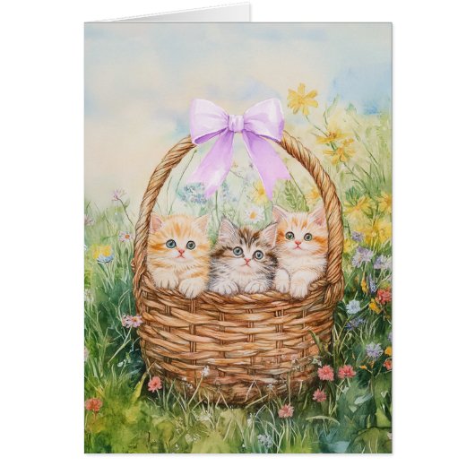 Kittens in een mandje - 5" x 7" Art Kaart (Voorkant)