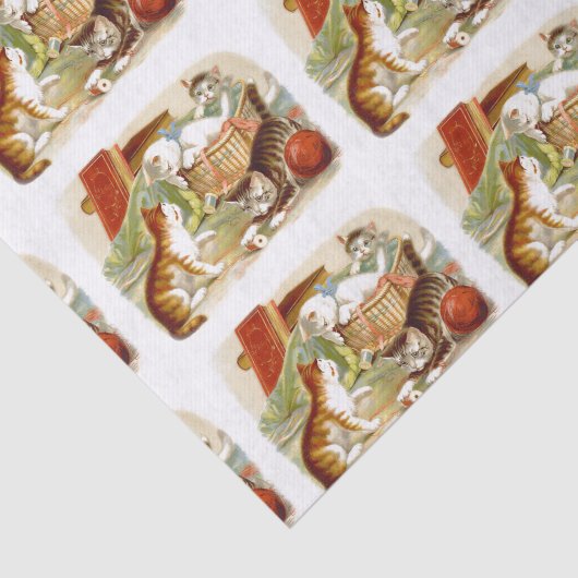 Kittens in een mandje tissuepapier (Detail)