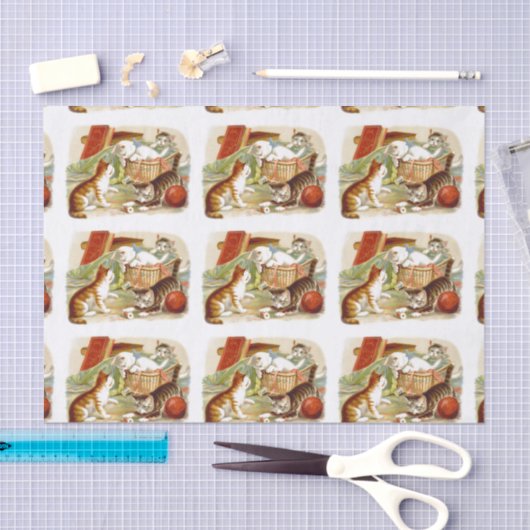 Kittens in een mandje tissuepapier (Craft)