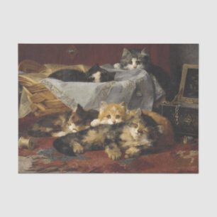 Kittens in een mandje van Charles van den Eycken Tissuepapier