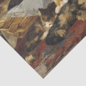 Kittens in een mandje van Charles van den Eycken Tissuepapier (Detail)