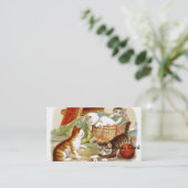 Kittens in een mandje visitekaartje (Staand voorkant)