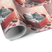Kittens in een rode hart Snoep doos Cadeaupapier (Rol Hoek)