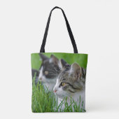 kittens in gras tote bag (Achterkant)