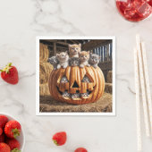 Kittens in Halloween pompoen Servet (Insitu)