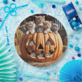 Kittens in Halloweenpompoen Papieren Bordje (Feest)
