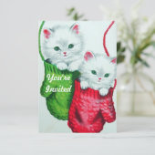 Kittens in handschoenen vrolijk kerstfeest kaart (Staand voorkant)