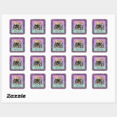 Kittens in Handtas Paarse Leopard Print Stickers (Vel)