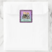 Kittens in Handtas Paarse Leopard Print Stickers (Tas)