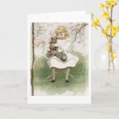 Kittens in Hare Lap, Wenskaart Kaart (Gele Bloem)