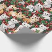 Kittens in Holly Kerstmis Cadeaupapier (Hoek)