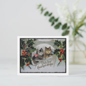 Kittens in Holly Kerstmis Feestdagenkaart (Staand voorkant)