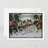 Kittens in Holly Kerstmis Feestdagenkaart (Voorkant / Achterkant)