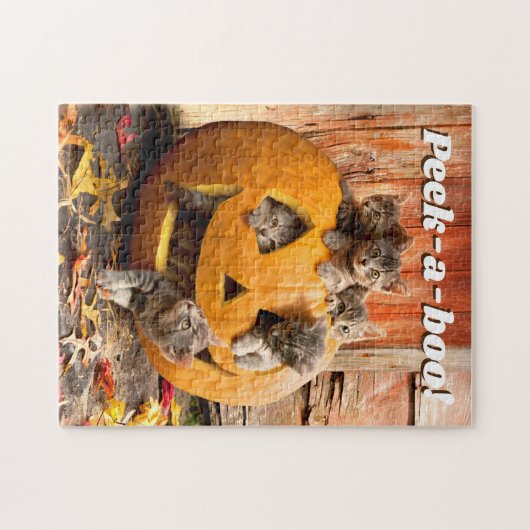 Kittens in Jack-o-Lantern Legpuzzel (Horizontaal)