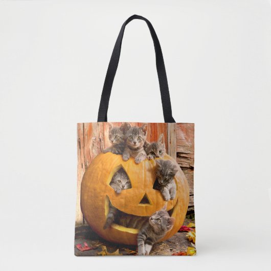 Kittens in Jack-o-Lantern Tote Bag (Voorkant)