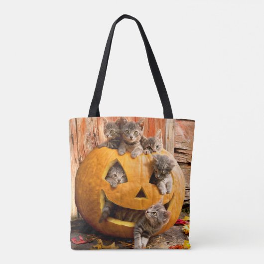 Kittens in Jack-o-Lantern Tote Bag (Achterkant)