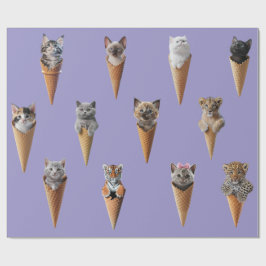 Kittens in Kegelvormige IJshoorns Cadeaupapier