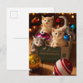 Kittens in kerstbaldoos uitnodiging briefkaart (Voorkant / Achterkant)