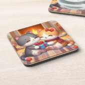 Kittens in Love beroemd gemaakt door The Fireplace Bier Onderzetter (Linkerzijde)