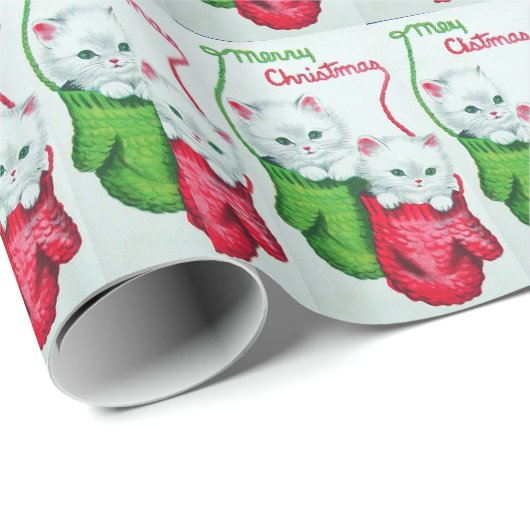 Kittens in Mittens Merry Kerstmis Cadeaupapier (Rol Hoek)