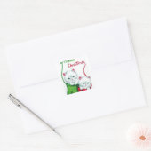 Kittens in Mittens Merry Kerstmis Vierkante Sticker (Envelop)