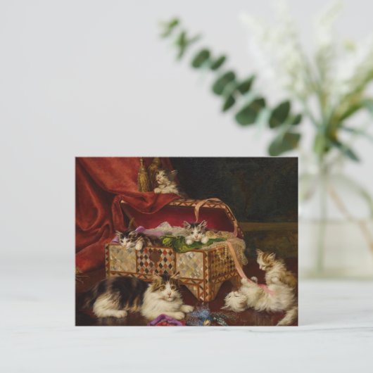 Kittens in naaimand | Jules Leroy Briefkaart (Staand voorkant)