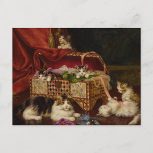 Kittens in naaimand   Jules Leroy Briefkaart