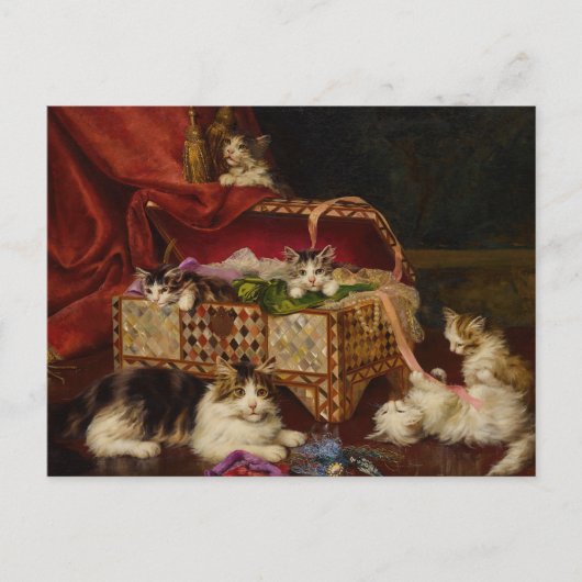 Kittens in naaimand | Jules Leroy Briefkaart (Voorkant)