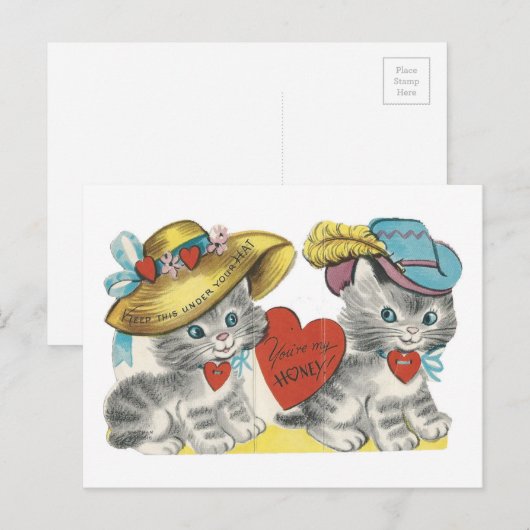  Kittens in Petten Valentijn Copy Feestdagenkaart (Voorkant / Achterkant)