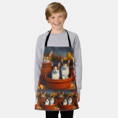 Kittens In Potten, Kinderen Volledige Print Schort (Gedragen)