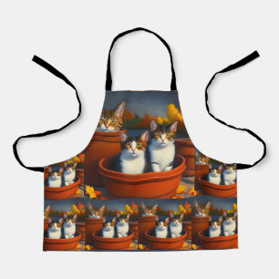 Kittens In Potten, Kinderen Volledige Print Schort