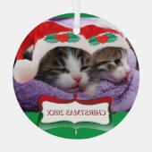 Kittens in Santa Hats Kerstmis 20XX Glas Ornament (Achterkant)