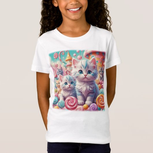 Kittens in Snoep Land T-shirt (Voorkant)