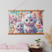 Kittens in Snoep Land Tapestry Hangend Wandkleed (Slaapkamer)