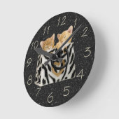 Kittens in Zebra Handtas Black Glitter Clock Ronde Klok (Hoek)