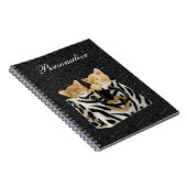 Kittens in Zebra handtas met zwarte glitter-laptop Notitieboek (Rechterzijde)