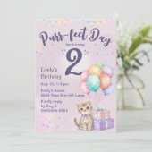 Kittens Kat Pastel Meisje 2e Verjaardag Kaart (Staand voorkant)