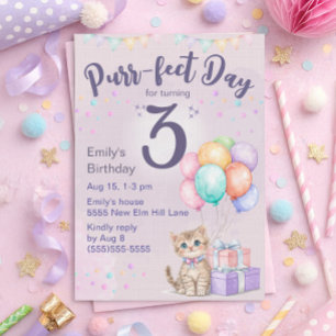 Kittens Kat Pastel Meisje 3e Verjaardag Kaart