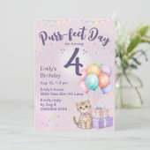 Kittens Kat Pastel Meisje 4e Verjaardag Kaart (Staand voorkant)