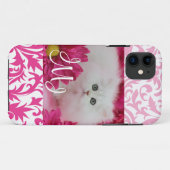 Kittens, Katten, Roze, Bloemen, Monogram Case-Mate iPhone Case (Achterkant (horizontaal))