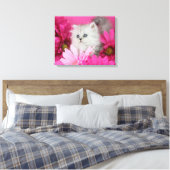 Kittens, katten, roze, polka stippen canvas afdruk (Insitu (Slaapkamer))