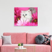 Kittens, katten, roze, polka stippen canvas afdruk (Insitu (Woonkamer))