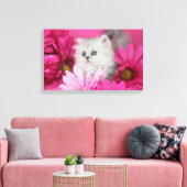 Kittens, katten, roze, polka stippen canvas afdruk (Insitu (Woonkamer))