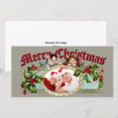  Kittens & Kerst Holly Berries Foto Feestdagenkaart (Voorkant / Achterkant)