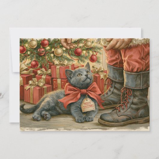 Kittens Kerstman Kerstmis Feestdagenkaart (Voorkant)