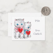  Kittens Klaslokaal Valentijns Notitiekaartje (Voorkant / Achterkant in situ)