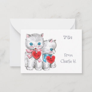 Kittens Klaslokaal Valentijns Notitiekaartje