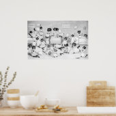 Kittens Kussen Gevecht, Louis Wain Poster (Keuken)